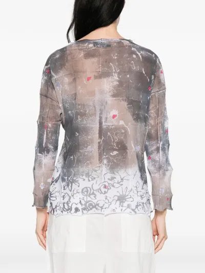Cividini Ernesta Patterned Notched Sweater In Gray