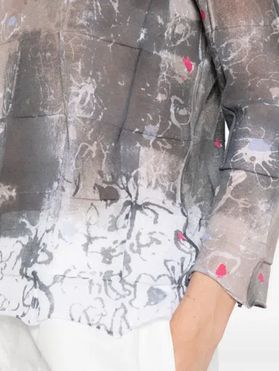 Cividini Ernesta Patterned Notched Sweater In Gray