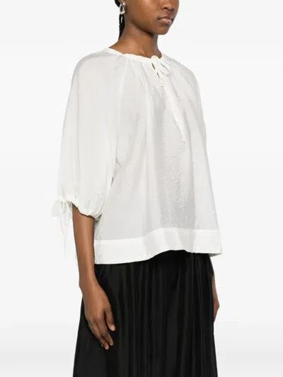 Samsoe & Samsoe Samateran Tie-neckline Blouse In White