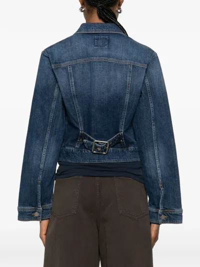 Pinko Medium Denim Cotton Elastane Jacket In Black