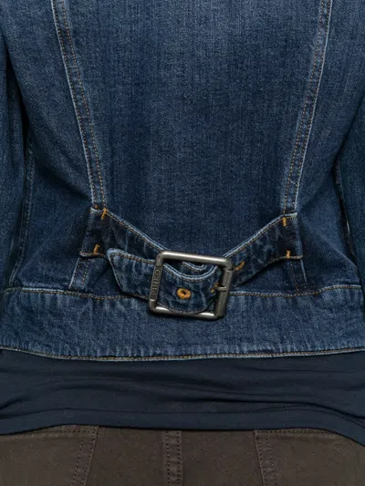 Pinko Medium Denim Cotton Elastane Jacket In Black