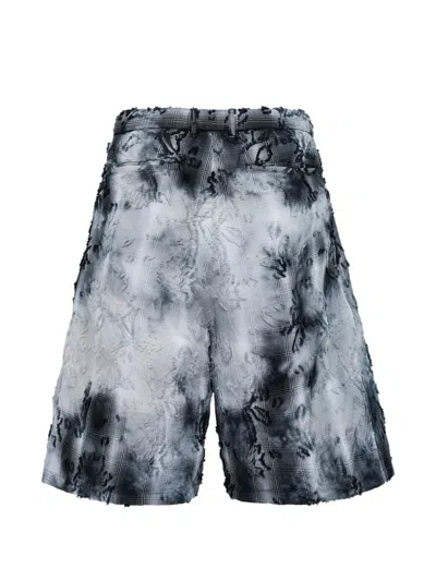 Taakk Bleached Effect Check Shorts In Gray