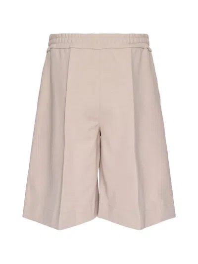 Jil Sander Technical Compact Cotton Shorts In Neutral