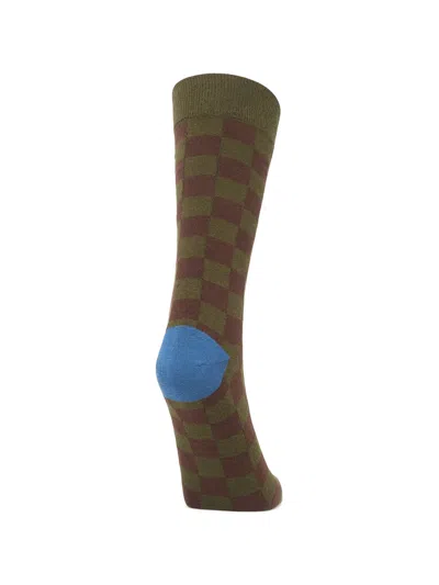 Brain Dead Logohead Checkered Socks In Gray
