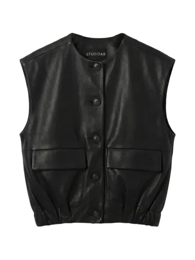 Studio Ar Button Gilet In Black