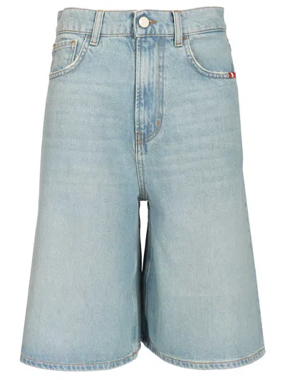 Amish Belt-loop Buttoned Shorts In Blue