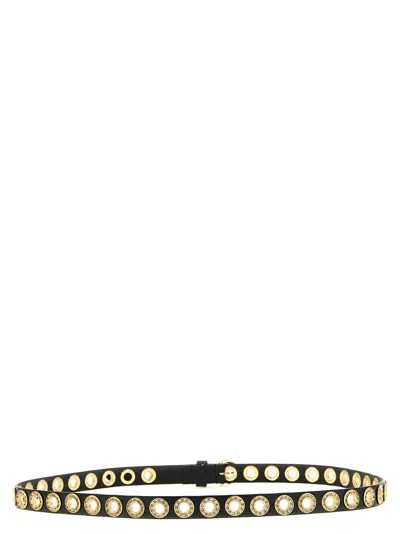 Pinko Crystal Studs Belt Belts Black In Pattern