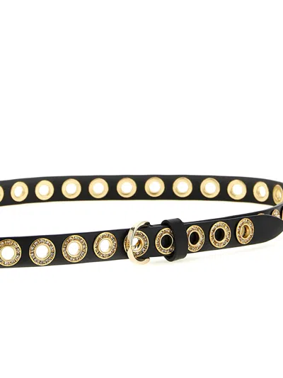Pinko Crystal Studs Belt Belts Black In Pattern