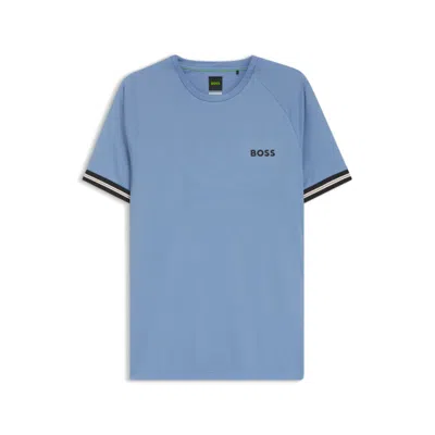 Hugo Boss Active Slim-fit T-shirt With Tennis-ball Embossing In Blue ...