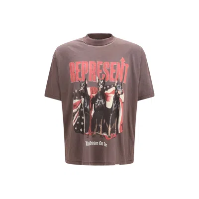 Represent Graphic Crew Neck T-shirt Short Sleeves In Brown
