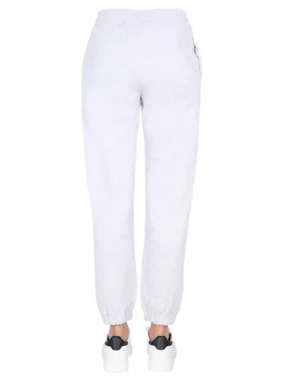 Msgm Jogging Pants With Logo Print In Gray