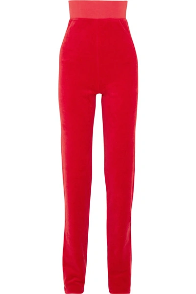 Vetements + Juicy Couture Embellished Cotton-blend Velour Track Trousers