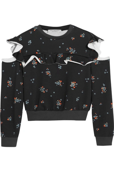 Philosophy Di Lorenzo Serafini Printed Cotton Sweatshirt With Cut-out Shoulders In Florals