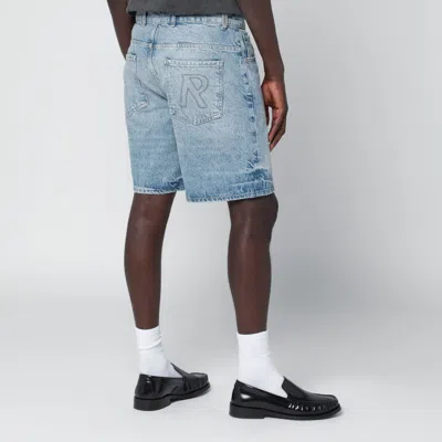 Represent Light Blue Washed-effect Denim Bermuda Shorts In Blue