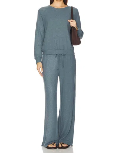 Perfectwhitetee Maddie Waffle Drawstring Pant In Blue