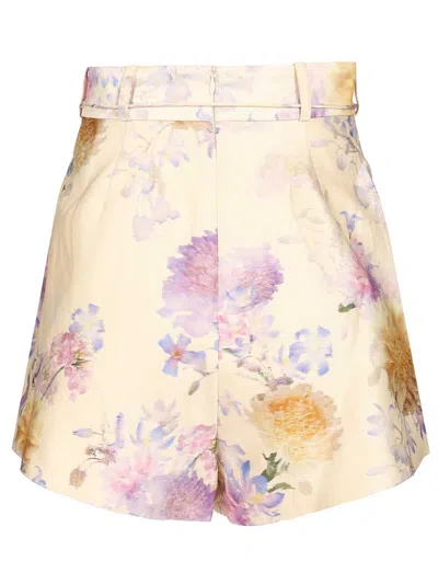 Zimmermann Womens Cream Dahlia Luna Floral-print Silk-blend Shorts Xs In Neutral