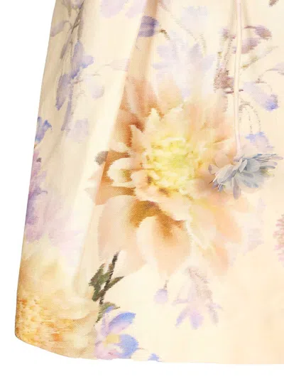 Zimmermann Womens Cream Dahlia Luna Floral-print Silk-blend Shorts Xs In Neutral
