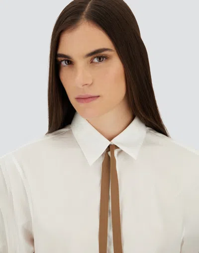 Herno Short Sleeve Shirt Collar Ribbon Detail In White