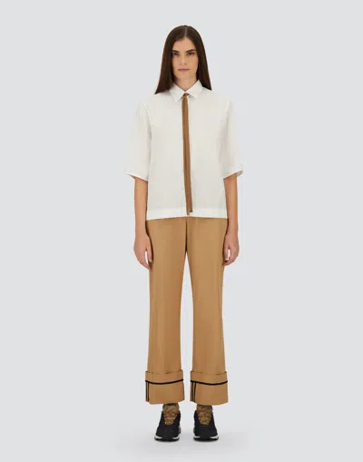 Herno Short Sleeve Shirt Collar Ribbon Detail In White