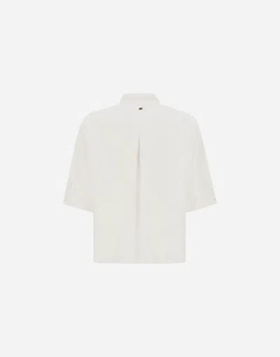 Herno Short Sleeve Shirt Collar Ribbon Detail In White