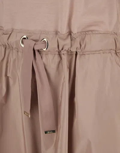 Herno Midi Dress Short Sleeves Round Neckline Drawstring In Pink