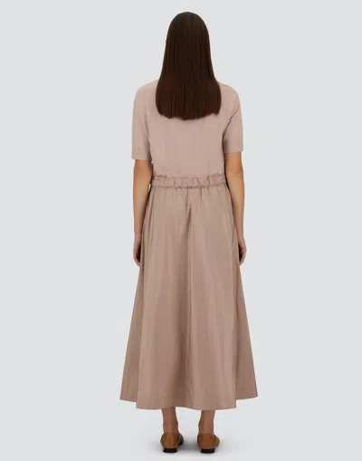 Herno Midi Dress Short Sleeves Round Neckline Drawstring In Pink
