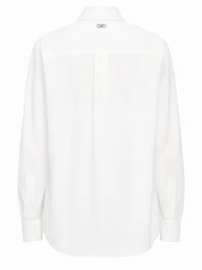 Michael Kors Poplin Shirt Long Sleeves Tailored Collar In White