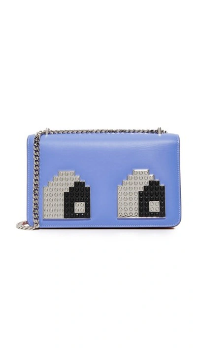 Les Petits Joueurs Janis Metal Eyes Mini Cross Body Bag In Sky Blue/red