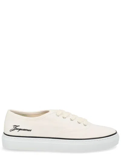 Jacquemus Les Fefe Logo-embroidered Canvas Sneakers In White