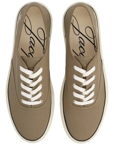 Jacquemus Cotton Low-top Sneakers With Embroidered Logo In Brown