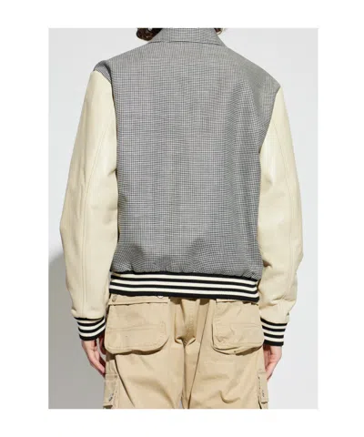 Dsquared2 Houndstooth Patch Varsity Jacket In White