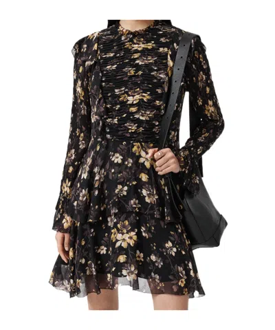 Allsaints Womens Vine Black Portia Floral-print Woven Mini Dress