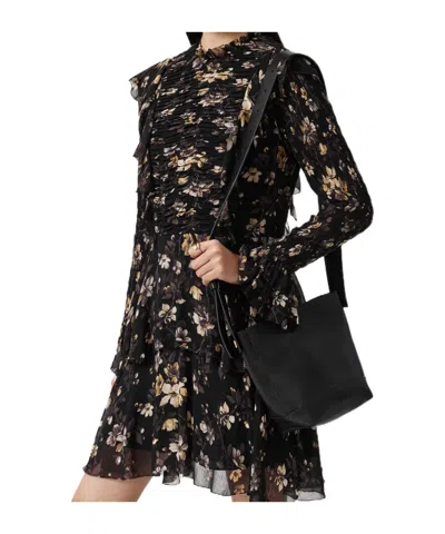 Allsaints Womens Vine Black Portia Floral-print Woven Mini Dress