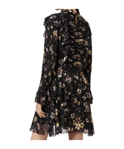 Allsaints Womens Vine Black Portia Floral-print Woven Mini Dress