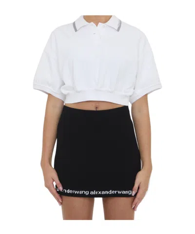 Alexander Wang Alexanderwang. T Relaxed Cropped Cinched Polo Top In White