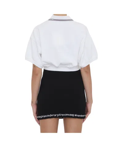 Alexander Wang Alexanderwang. T Relaxed Cropped Cinched Polo Top In White