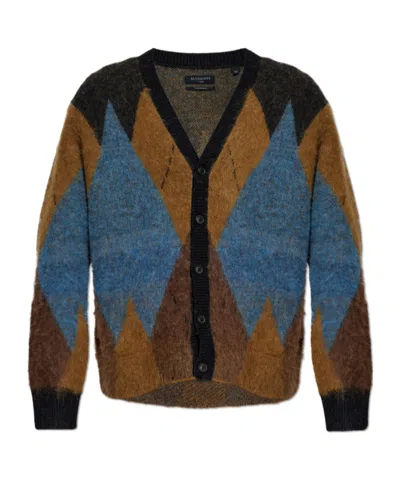 Allsaints Bernie Argyle-pattern Cardigan In Brown