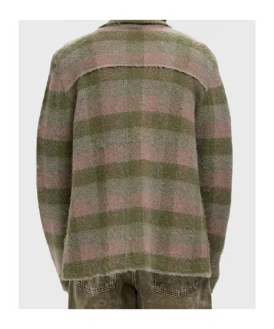 Allsaints Mens Sunbaked Pink Adler Checked Wool And Alpaca-blend Cardigan In Multi