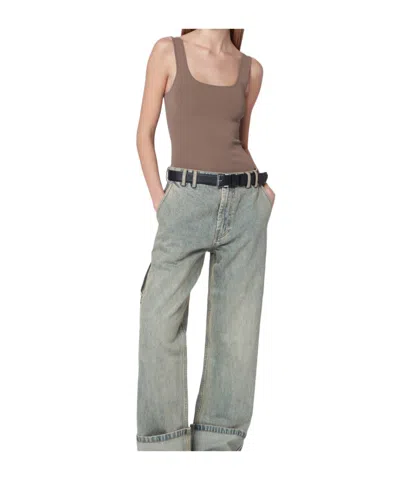 Entire Studios Light Brown Viscose Blend Top In Gray