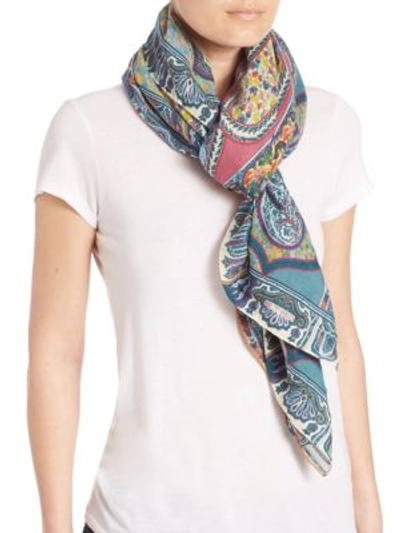 Etro Floral Paisley Bombay Wool & Silk Scarf