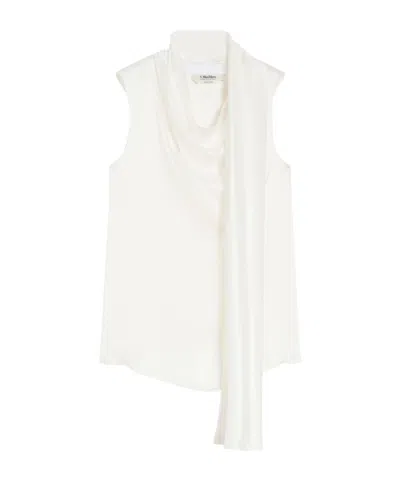 Max Mara Silk Satin Top In White