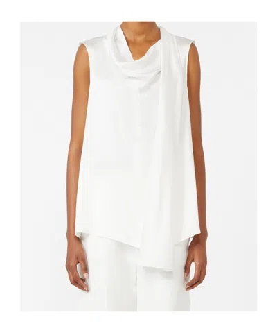 Max Mara Silk Satin Top In White