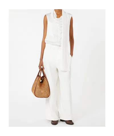 Max Mara Silk Satin Top In White