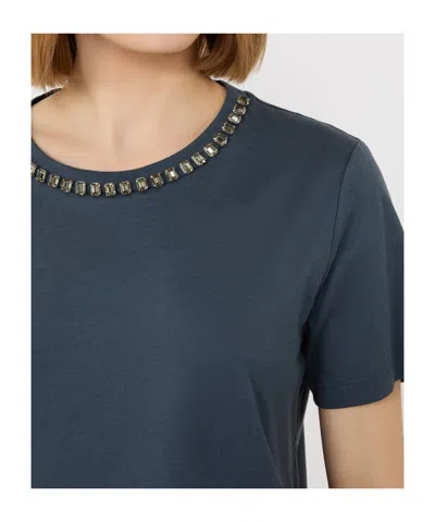 Max Mara Embellished Jersey T-shirt In Blue
