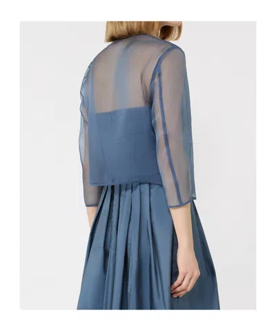 Max Mara Boxy Sheer Jacket In Blue
