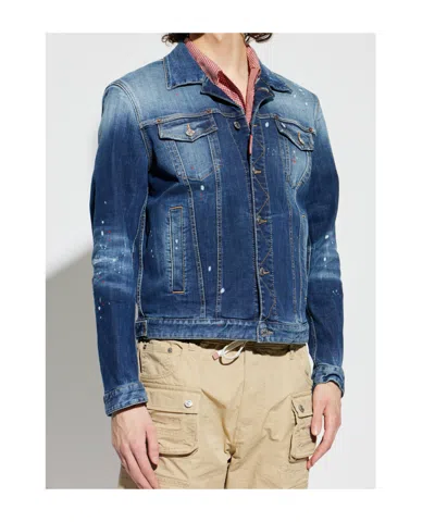 Dsquared2 Distressed Sport Denim Jacket In Blue