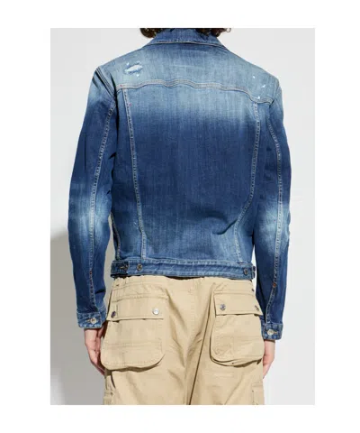 Dsquared2 Distressed Sport Denim Jacket In Blue