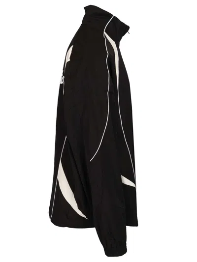 Acne Studios Technical Logo-embroidered Striped Cotton-blend Jacket In Black