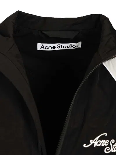 Acne Studios Technical Logo-embroidered Striped Cotton-blend Jacket In Black