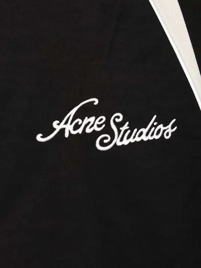 Acne Studios Technical Logo-embroidered Striped Cotton-blend Jacket In Black